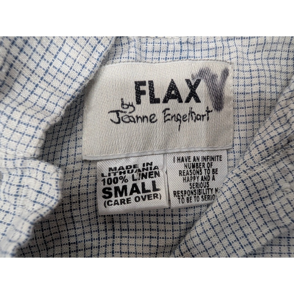 FLAX by Jeanne Engelhart 100% Linen Jumper Dress w/ Inner Collared Shirt Small - Picture 3 of 12